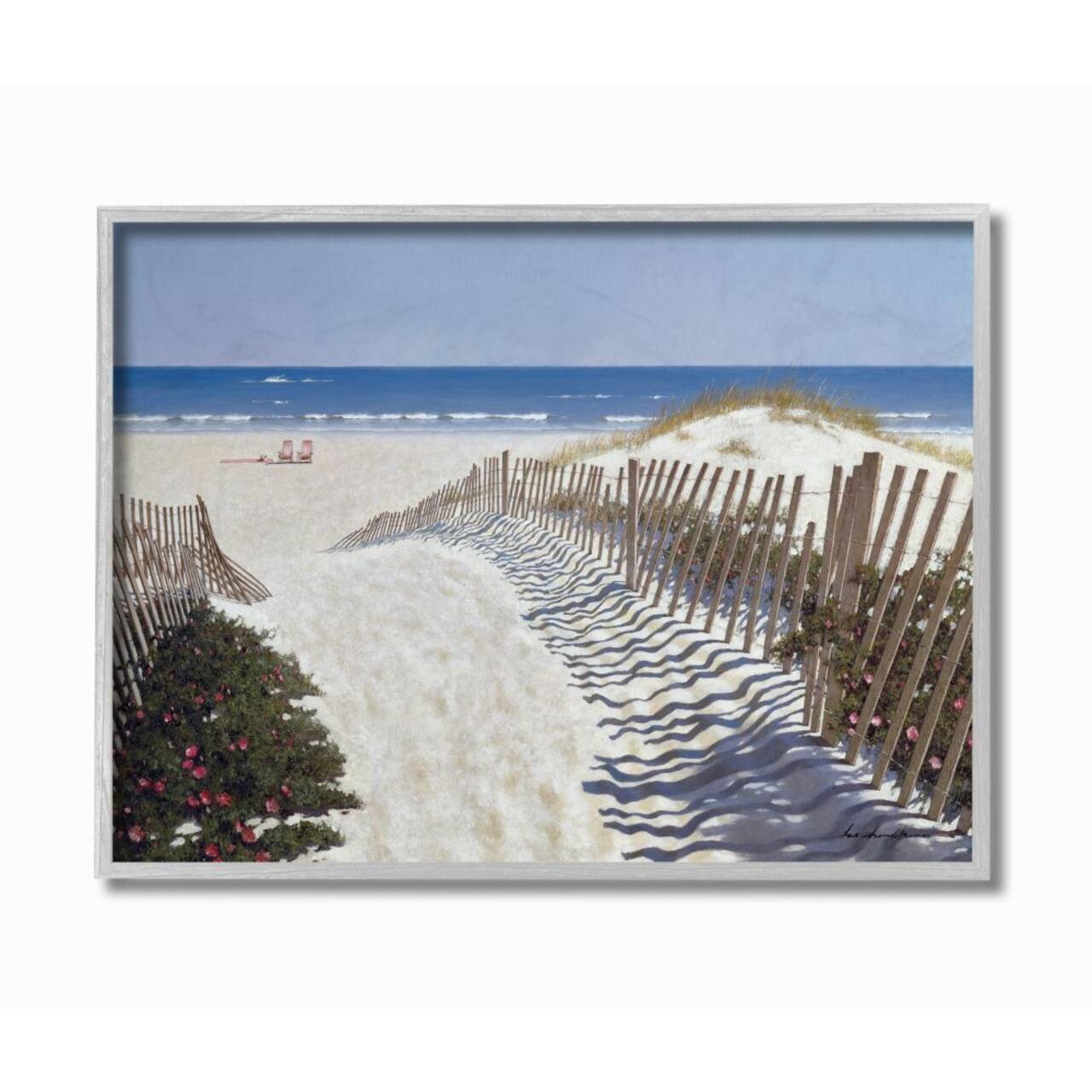 Stupell Industries Fenced Pathway to Beach Wall Art in Gray Frame